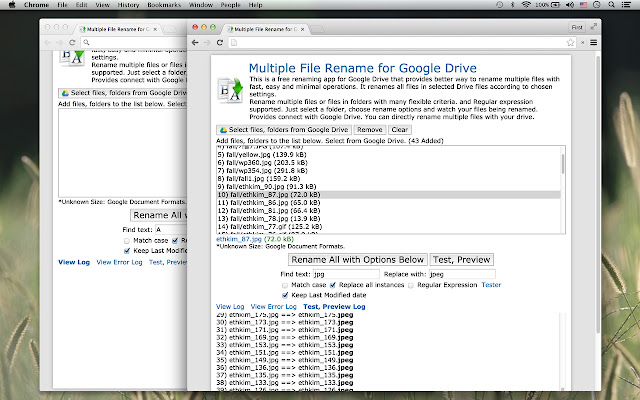 Multiple File Rename for Google Drive chrome extension