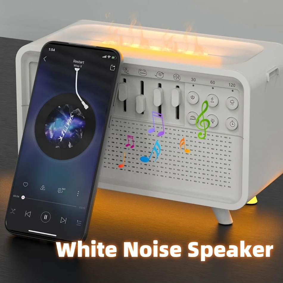 Enceinte Bluetooth 3 en 1, Veilleuse, Humidificateur. 8 Sons de la Nature. Machine tout-en-un pour un sommeil paisible et réparateur.