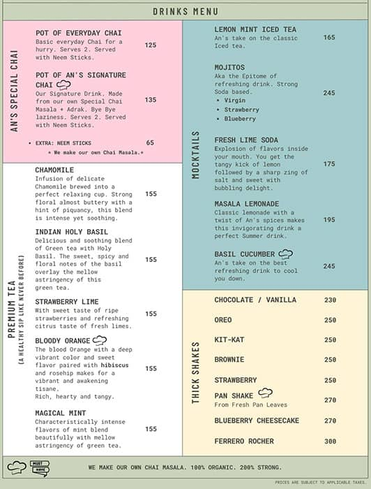 Just Kitchen menu 