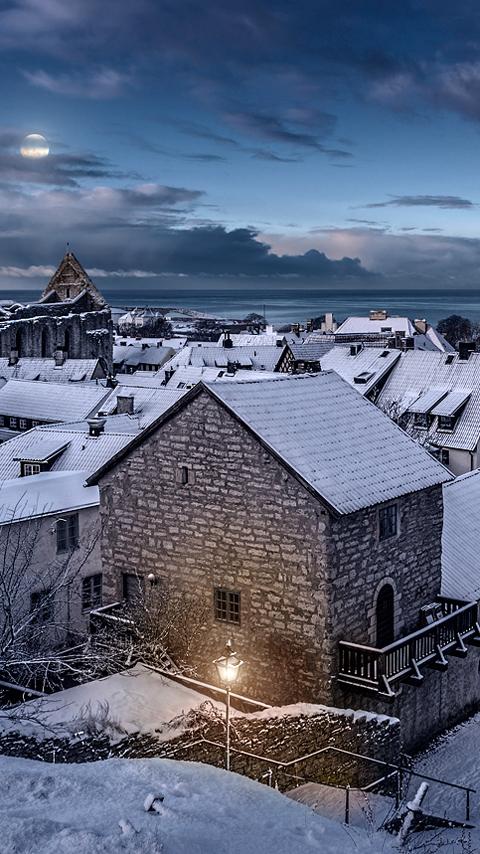 Android application winter night live wallpaper screenshort