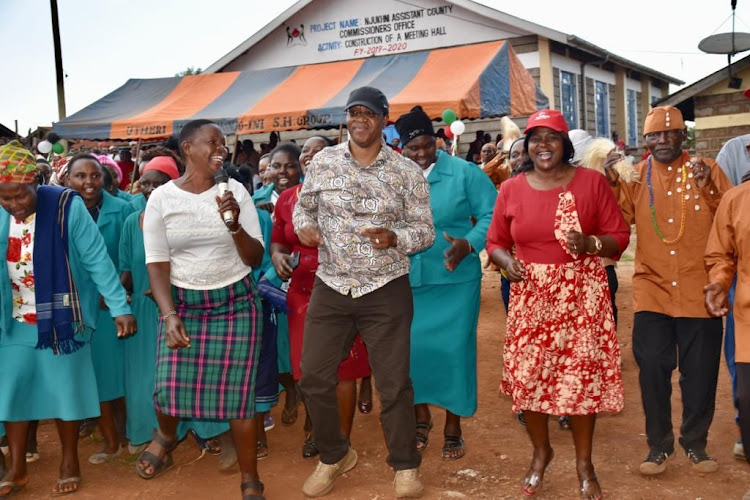 Interior Principal Secretary Karanja Kibicho in Kirinyaga on Friday, May 20, 2022 during the official opening of seven new administrative units recently gazetted.