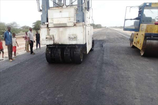 Road construction going on in Wajir town.