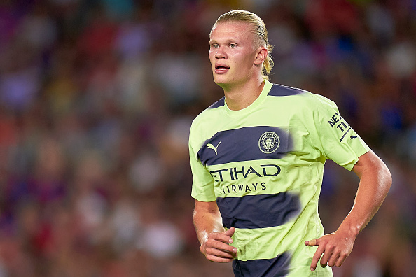 Erling Braut Haaland of Manchester City will be up against former team Dortmund during the Uefa Champions League.