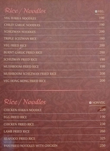 Kohinoor menu 