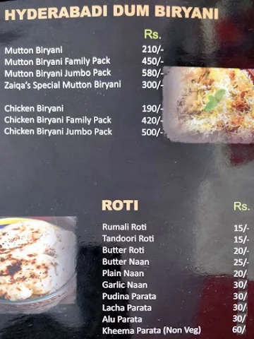 Zaiqa Pride menu 
