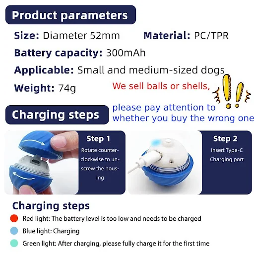 Dog Smart Toy Ball Electronic Interactive Cat Toy Moving Ball USB Automatic Moving Bouncing for Puppy Birthday Gift Pet 
