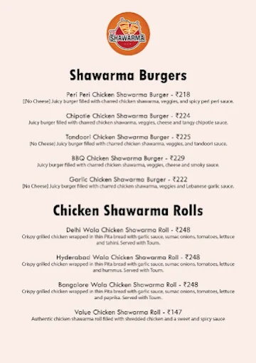 Yo Shawarma menu 