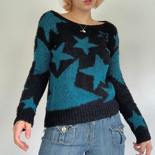 Title 4, Color Contrast Star Long Sleeved Sweater Women