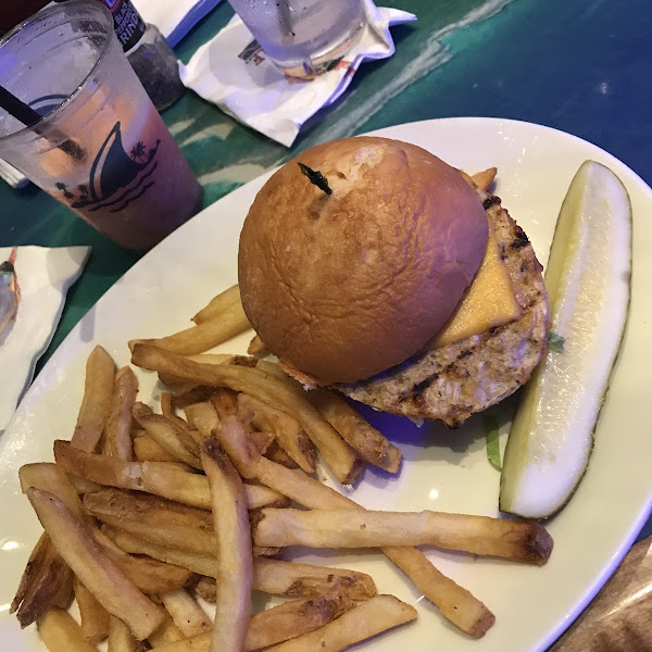 Cheddar BBQ turkey burger with gf bun