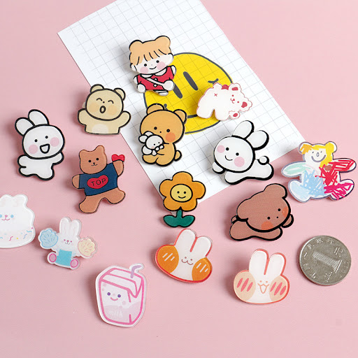 Title 3, Japanese Creative Cartoon Acrylic Brooch Access...