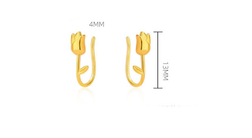 Title 1, S925 Silver Harbor Style Retro Tulip Ear Hook e...