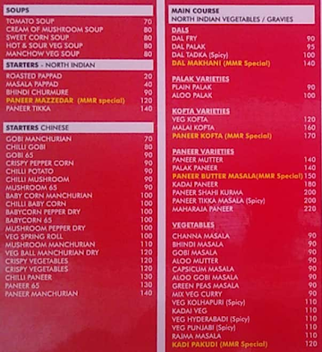 Mr. Meetha Ram menu 