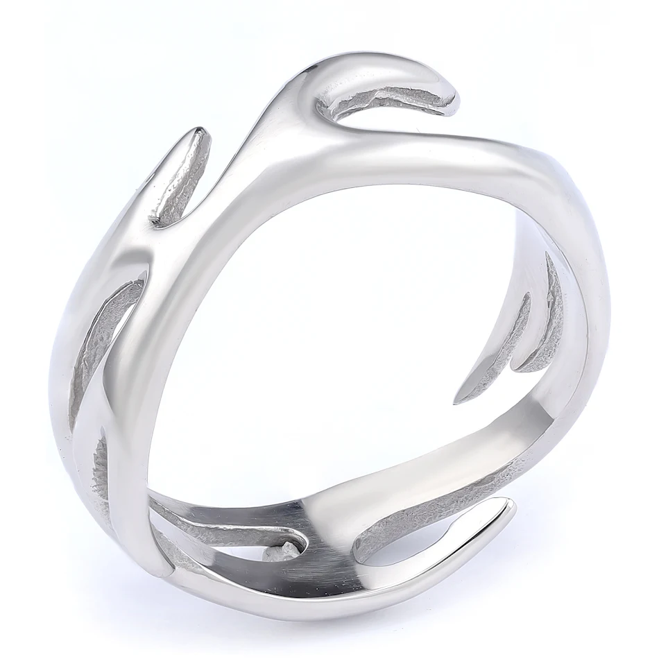 Anillo Plateado Neutro de Acero Inoxidable Flame Totem para Hombres y Mujeres. Diseño elegante, resistente y duradero, símbolo de fuego.