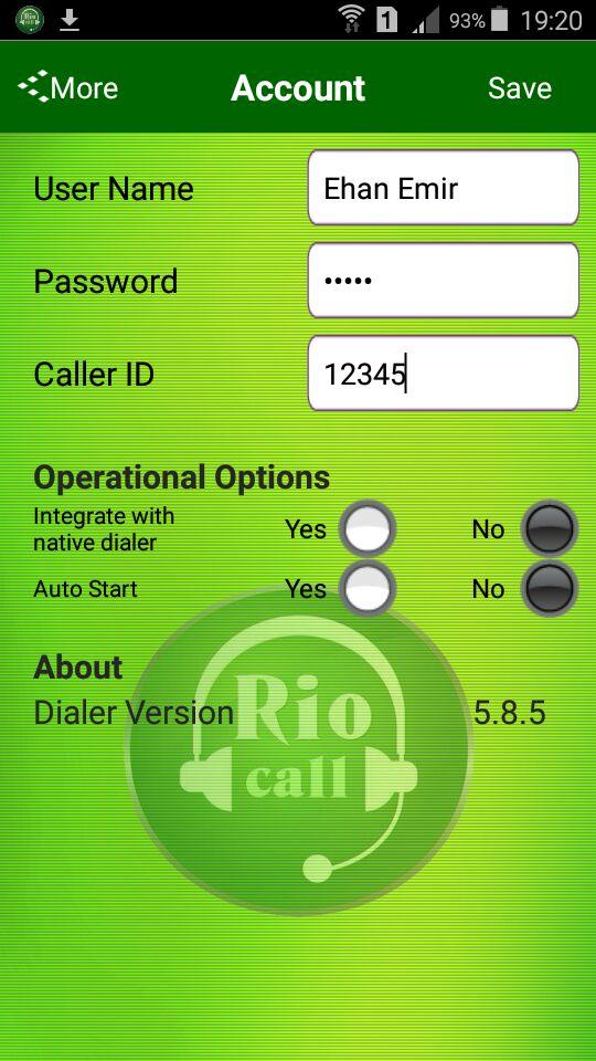 Riocall pro Screen 1