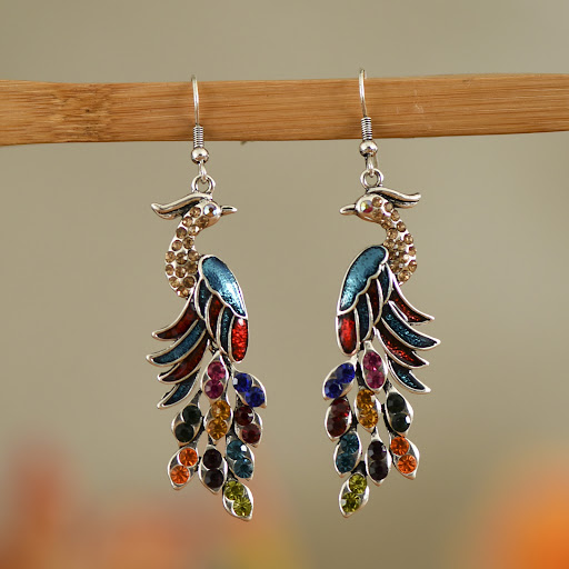 Title 22, European and American textured peacock earrings...