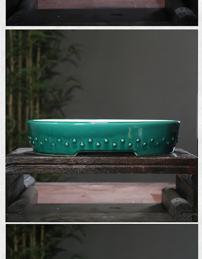 Title 2, Purple Sand Ceramic Bonsai Pot featuring oval w...