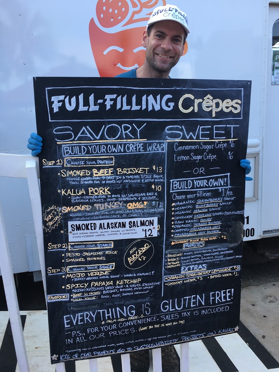 Full-Filling Crepes gluten-free menu