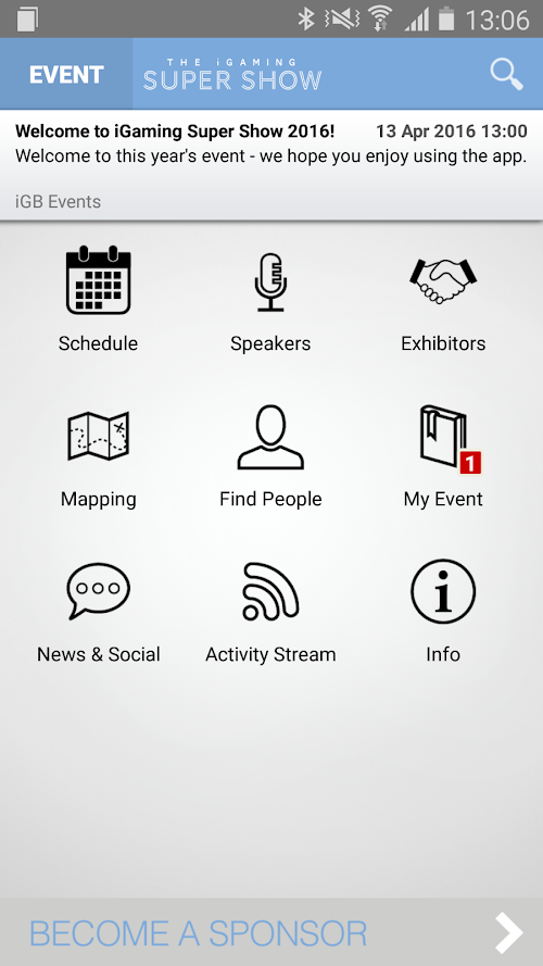 Android application iGaming Business Events screenshort