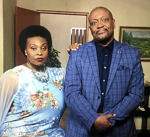 Yvonne Chaka Chaka as Gladys, with her on-screen husband Ndivhuwo Mutsila, who plays Richard in the drama series Giyani.