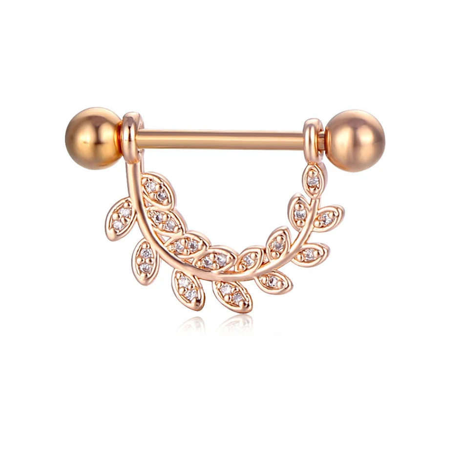 Anillo con incrustaciones de circonita y adorno de pezón perforado para uñas, elegante y atrevido. Joyería de moda.