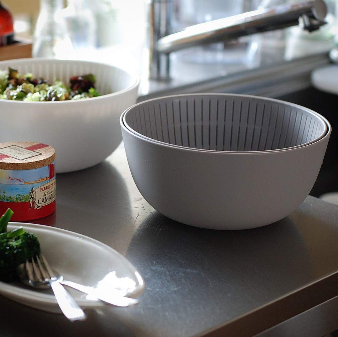 ライクイット 米研ぎにもつかえるザルとボウル Colander\u0026Bowl グレー