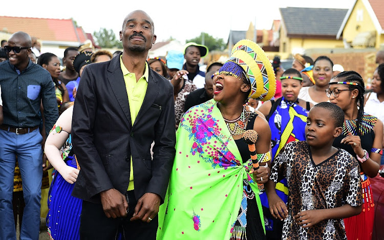 7 March 2015: Bob Mabena and his wife Eucharist Hadebe at their traditional wedding ceremony.