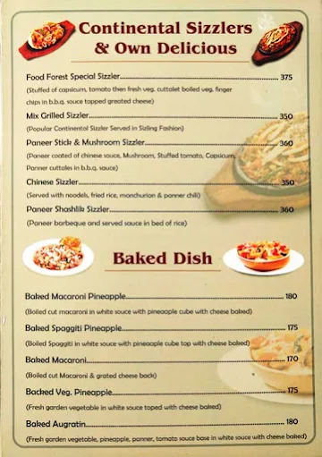 Food Forest menu 