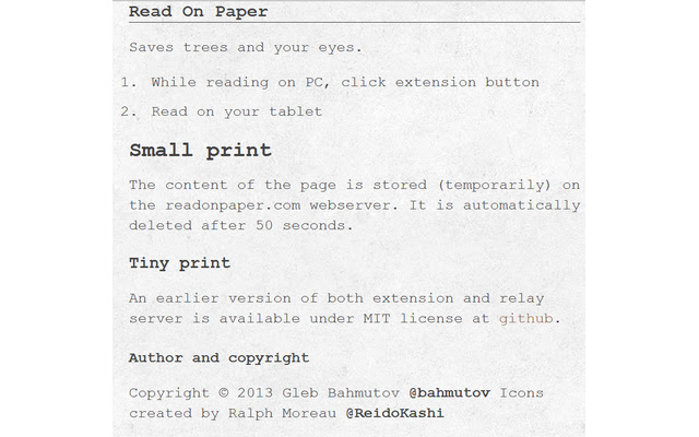 Read On Paper chrome extension