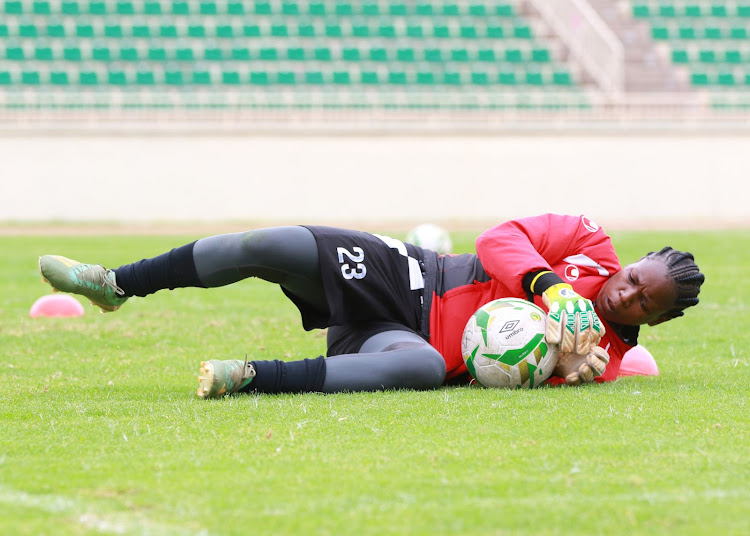 Ulinzi and Starlets goalkeeper during a training session at Nyayo Stadium on October 19.