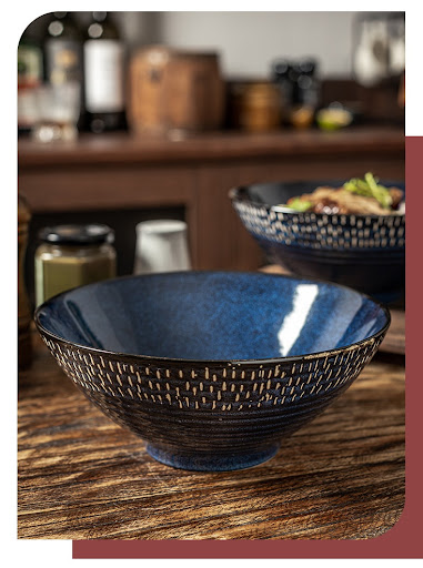 Title 2, Japanese-style high-legged powder ceramic noodl...