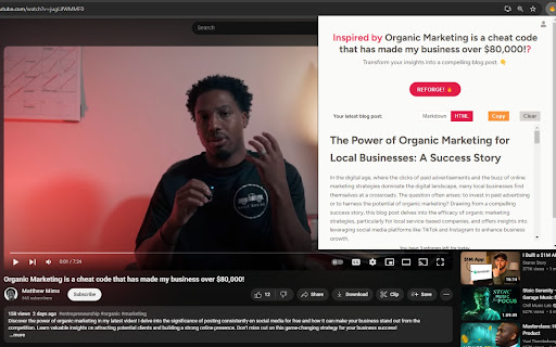 Reforge AI: Turn YouTube Videos Into Blog Posts.