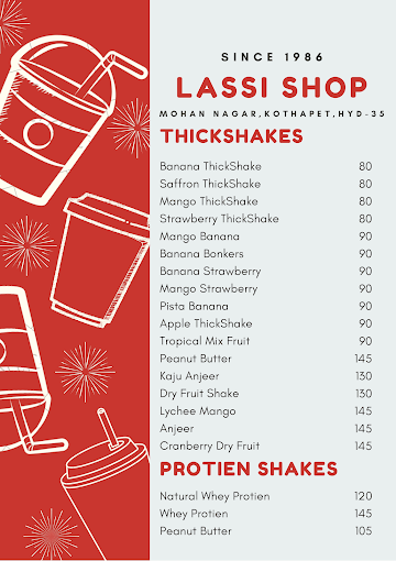 Lassi Shop menu 