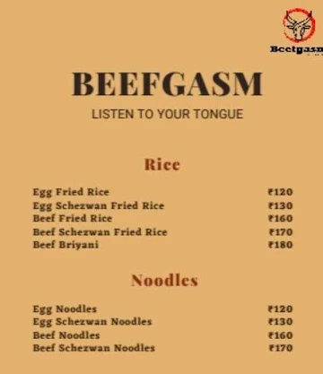 Beef Gasm menu 