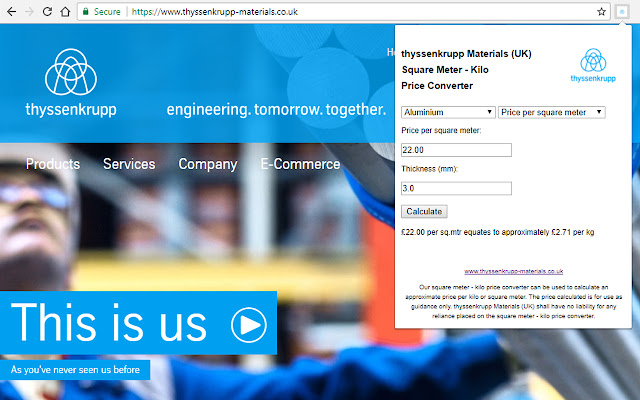 Square Meter - Kilo Price Converter chrome extension