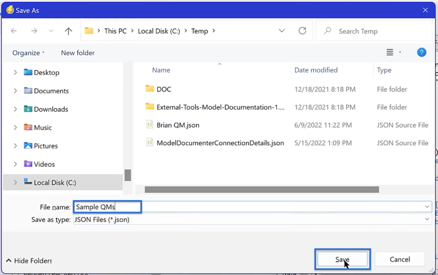 Creating The Quick Measure File