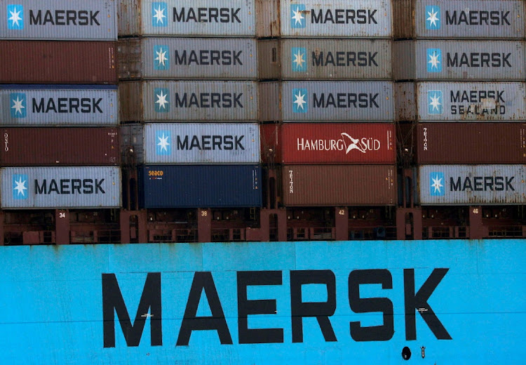 Shipping containers on a Maersk vessel on the Suez Canal in Ismailia, Egypt, July 7 2021. Picture: AMR ABDALLAH DALSH/REUTERS