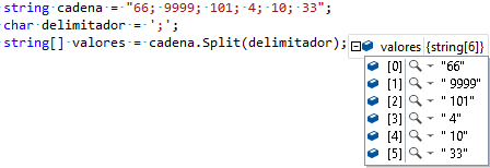 Separar un string usando un delimitador con Split en C#