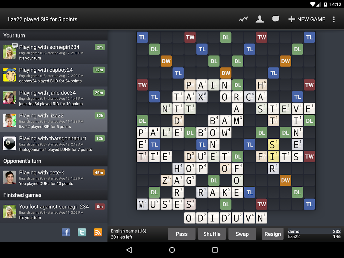    Wordfeud- screenshot  