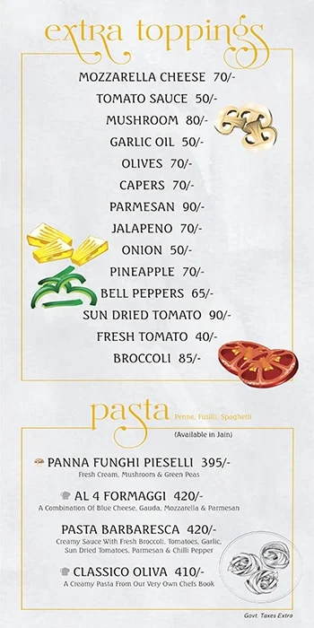 Oliva Veg menu 