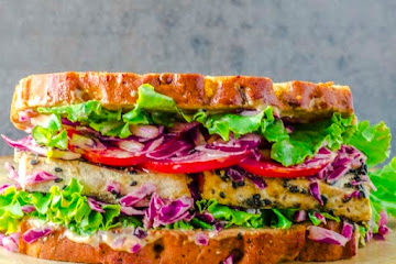 Asian Inspired Sesame Crusted Tofu Veggie Sandwich