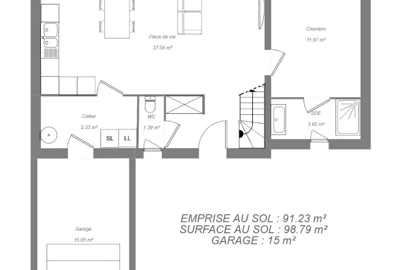  Vente Terrain + Maison - Terrain : 560m² - Maison : 90m² à Langeais (37130) 