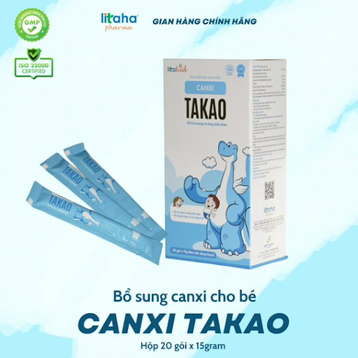 Thạch dinh dưỡng canxi hữu cơ cho bé CANXI glucoheptonate hỗ trợ tiêu hóa khỏe trẻ ăn ngon TAKAO LITAHA PHARMA hộp 20 gói_LITAHA