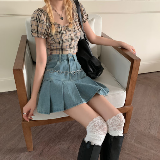 Title 2, High Waist Thin Retro Hong Kong Flavor Pleated ...