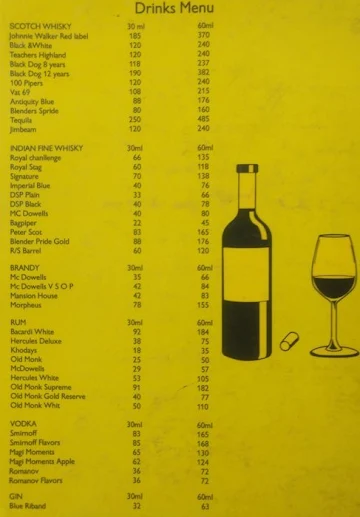 Avon Restaurant menu 