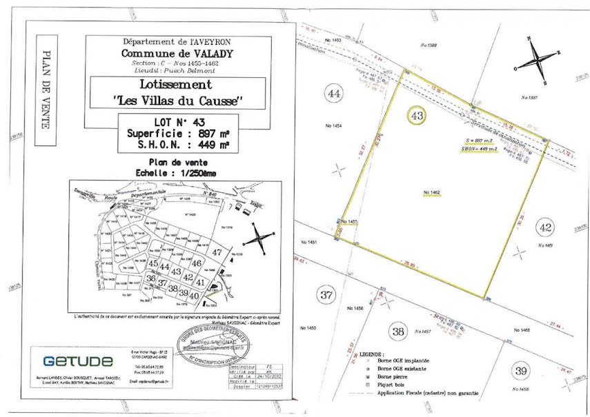 Vente terrain à batir  897 m² à Valady (12330), 62 000 €