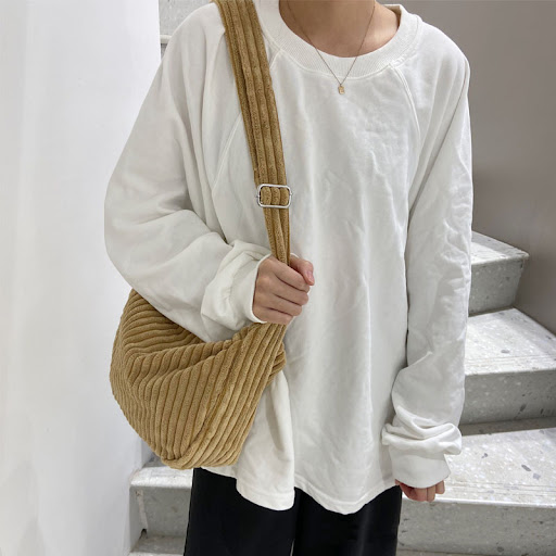 Title 5, Large Capacity Corduroy Simple Shoulder Crossbo...