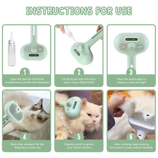 Pet Hair Cleaner Brush Cat Grooming Brush Long or Short Hair Cats Dogs Pet Massage Brushes for Kitten Removes Tangles Lo