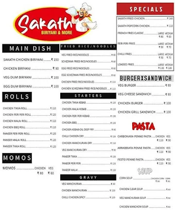 Sakath Biriyani and More menu 
