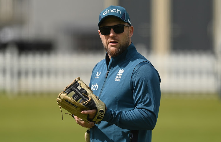 England coach Brendon McCullum during a training session at Lord's Cricket Ground in London May 29 2023 before Thursday's Test match between England and Ireland.