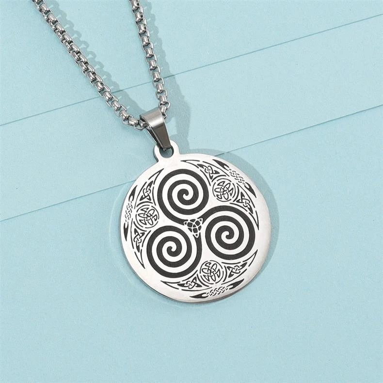 Title 4, RVS Viking Vortex Hekserij Ketting Zilveren Ind...